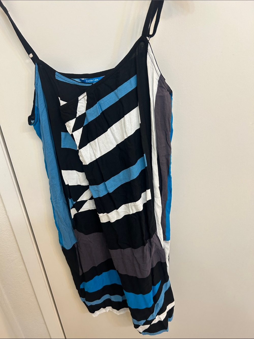 Derek Lam Black, Blue & White Striped Strapless Dress